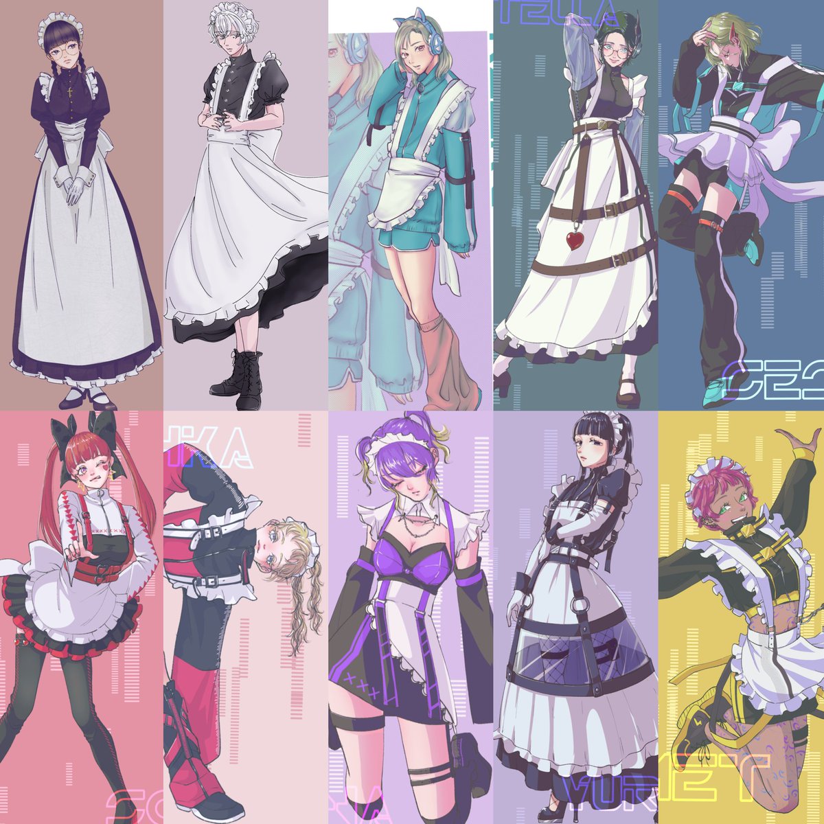 Nikolacpm's tweet photo. メイドの日ですね！！！！(再掲)
思ったよりあまり掛けてないので今後みんなのメイド服姿描いていきたい🥳 https://t.co/yCMz9hJ7U9