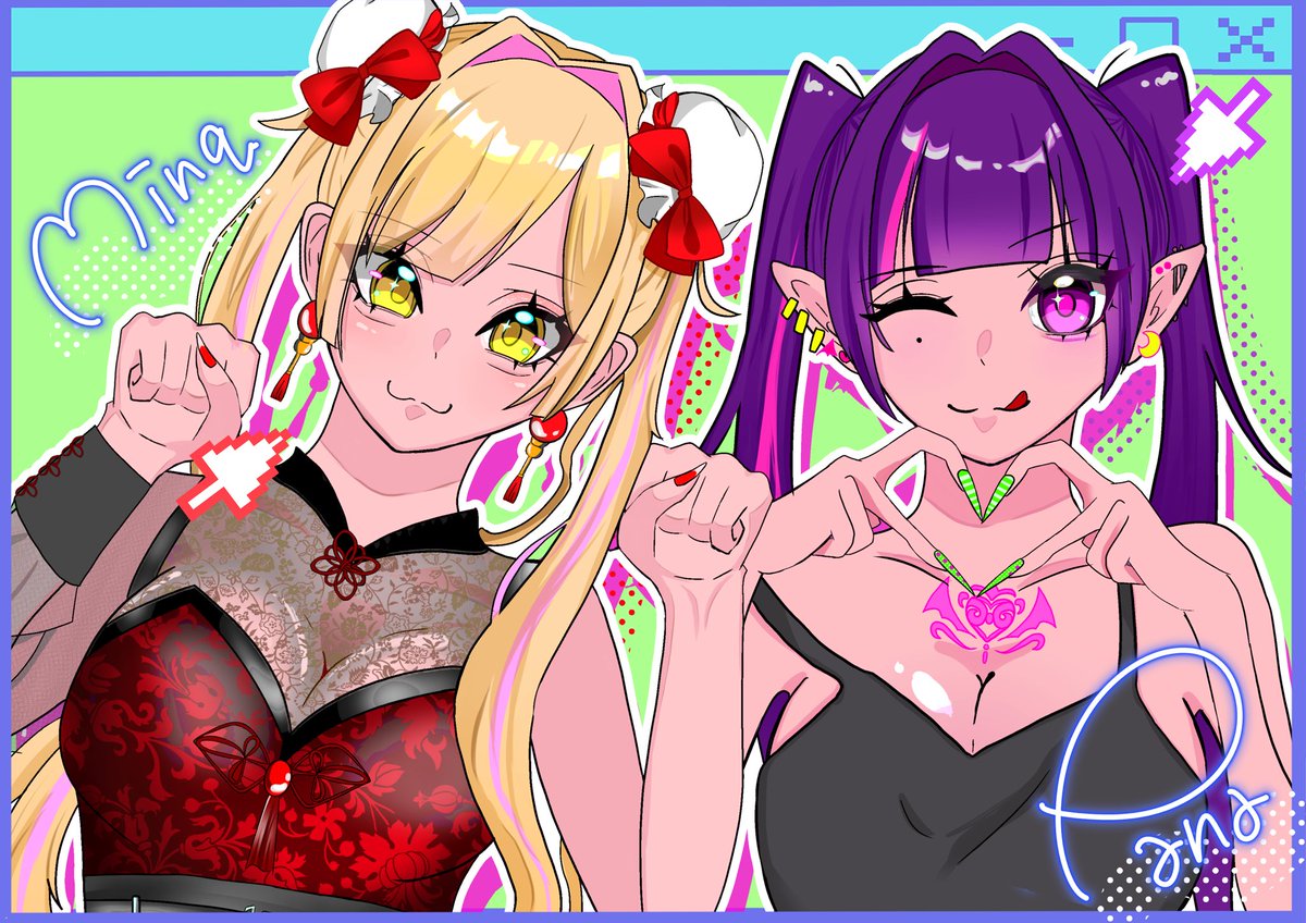 ぱなぴとプリ撮った〜👱🏽‍♀️💗🤟🏻ぎゃう Illust: @pana_tsukimiya
