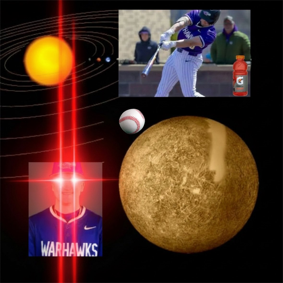 JeremyJBell9's tweet photo. JEREMY JINGLEBELL WITH WIAC NOW:

@LeytenBowers1 HOME RUN BALL FROM GAME 1 TODAY SPOTTED IN ORBIT OF NEIGHBOR PLANET MERCURY. 

WARHAWKS SWEEP THE DAY AND ARE WIAC TOURNEY CHAMPS. https://t.co/NJFh0qTtMS