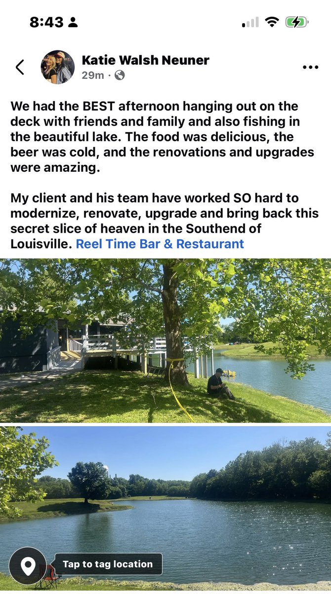 NeunerKat's tweet photo. Previously Catfish Haven,my client purchased the land,lake,bait shop,bar,&amp;restaurant.While it’s always been one of Louisville’s hidden and best kept secrets,the word is finally out and the place is PACKED. Visit my client and check it out for yourself Reel Time Bar &amp; Restaurant. https://t.co/JHxlIPl6bK