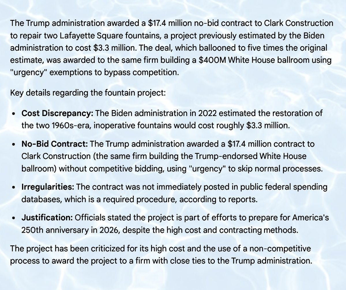 andreagail_k's tweet photo. @allenanalysis It’s not just the Reflecting Pool no-bid budget and crony over-inflated bid. This one hasn’t been talked about much. Trump is money laundering again. https://t.co/vdMZI5VN3E