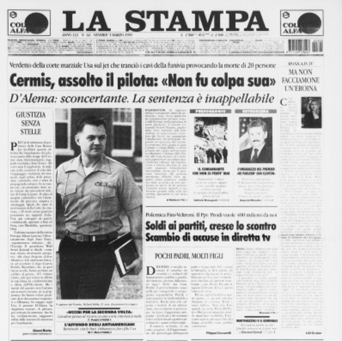 mariobianchi18's tweet photo. Il #10maggio 1999 nel processo negli Usa sulla tragedia del #Cermis (20 morti) il pilota Ashby e il navigatore Schweitzer dell'aereo militare, sono condannati a 6 mesi e alla radiazione. La condanna non è per l'incidente ma per avere distrutto il nastro della registrazione video. https://t.co/oRzooiB2Ob