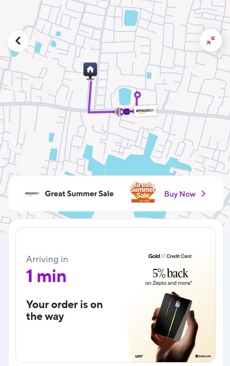 ddighal's tweet photo. @ZeptoNow your map window for order tracking shows an Amazon flagged vehicle !! Order id QTMQJKEBE79008 https://t.co/CE66rRI7Xj