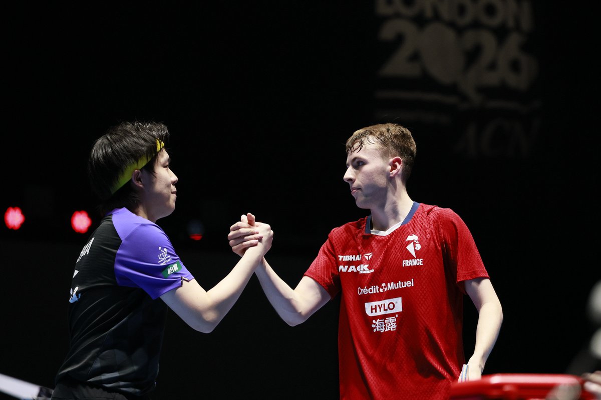 CGTNSportsScene's tweet photo. 🏓🇨🇳Wang Chuqin on surviving 18 y/o #FlavienCoton 🇫🇷 in a 5-set thriller:
"He was very aggressive. But in the fifth game, he had some small mistakes – and I got out of it."

💪He then beat #FelixLebrun🇫🇷 3-1 to seal China's 3-1 win over France to reach #ITTFWorlds2026 final. https://t.co/knAF1muk6m