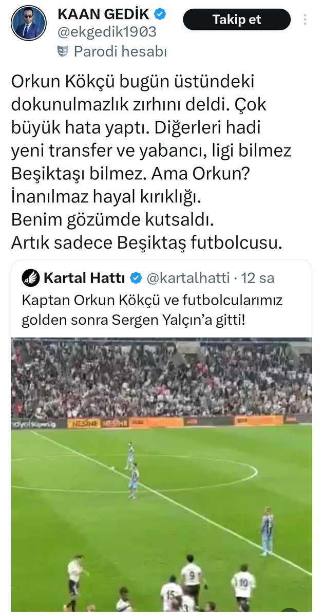 Yahu siz kimsiniz? 

Futbolcular zor süreçte BİR olmaya çalışıyorlar, hocalarına sahip çıkıyorlar. 

Beşiktaş'ın genlerinde olan AİLE, KOLEJ TAKIMI havasını yakalamaya çalışıyorlarken 
zat - ı muhteremin gözünden düşmüşmüş.

Hadi ordan. 

#BeşiktaşAiledir 🦅