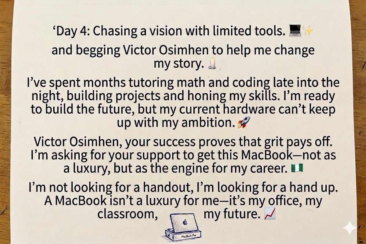 KOLLIPEE_'s tweet photo. Day 4:
  @victorosimhen9 
Please guys help me tag him till he sees this 🙏🏻…

Congratulations on yesterday’s win 🏆baba mi 
@dabz_global sells top quality gadgets!

@abazwhyllzz @it_Rutie https://t.co/nhmnEHzzeh