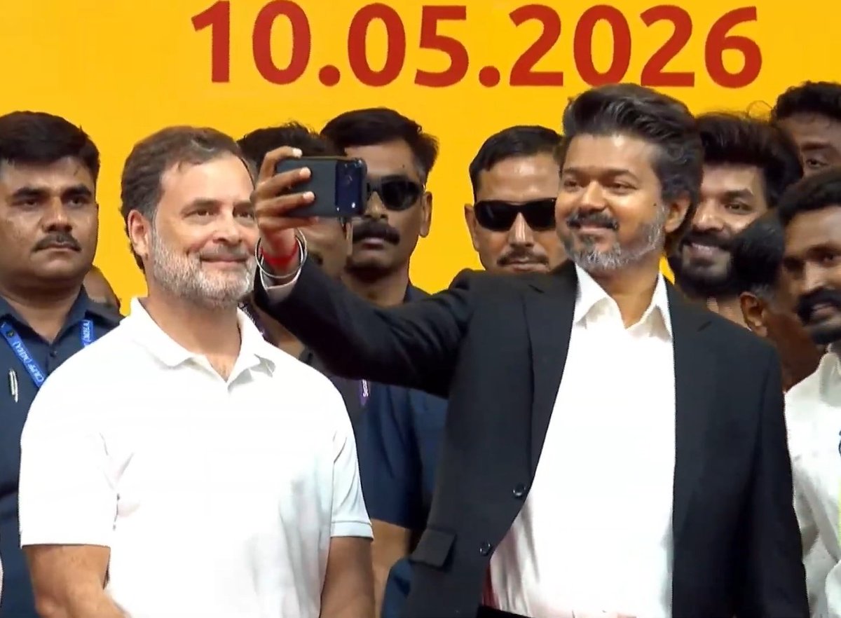Rahul Gandhi googling top 3 Vijay movies to watch tonight after witnessing that speech up close.