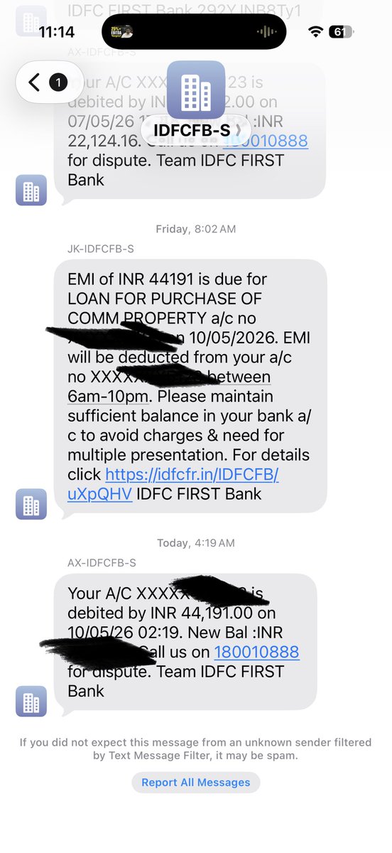 harsh4445's tweet photo. stop sending them! @IDFCFIRST_Care I need an explanation for this blatant system failure. @RBI please take note of this misleading communication. #BankingFail https://t.co/kHysdf94SU