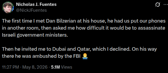 SamLovesEngland's tweet photo. @AFpost Reminder that Nick in this post is publicly INFORMING to the FBI on Bilzerian.

Or he's subtly admitting he informed after being told this information. 

He's a fed either way. https://t.co/YqEzLkTxOM