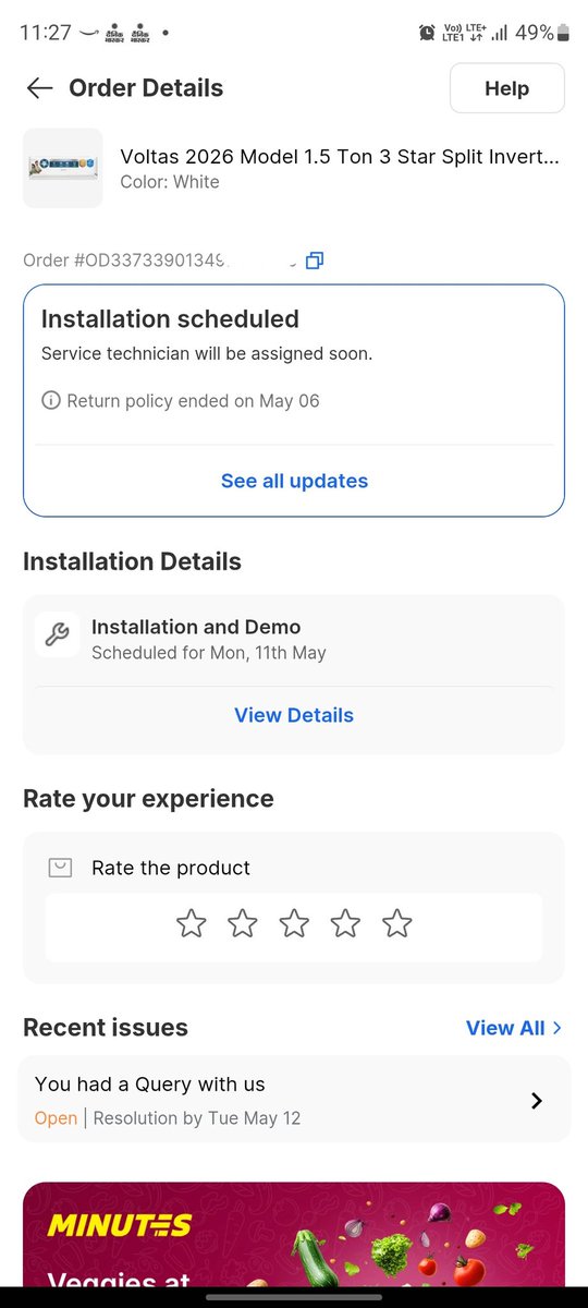 Ashutosh_post's tweet photo. Dear @flipkartsupport I ordered a @myvoltas AC and it was delivered on 29th April now it is 10 days and still installation is not done. The technician rescheduled without asking me. Also not picking up the call. @CenterVoltas 
1/2 https://t.co/L1xCX4lIw8