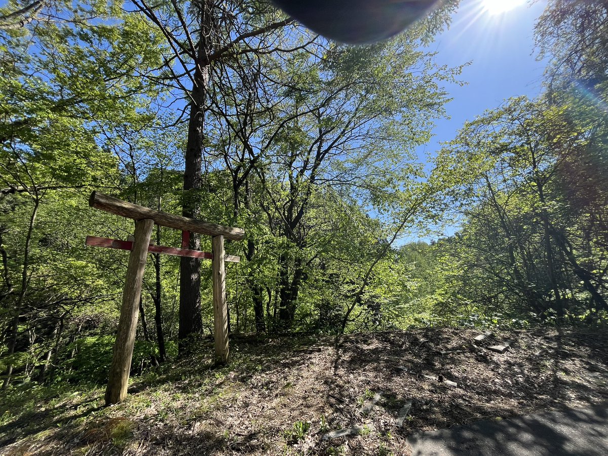 yasEVO's tweet photo. 風が強いですがカブで散策ツーリング
新郷村あたりの道路です。
古い鳥居⛩️が道路の脇にあって神秘的だね^_^
#カブ
#鳥居
#新郷村 https://t.co/nmiCpOegKo