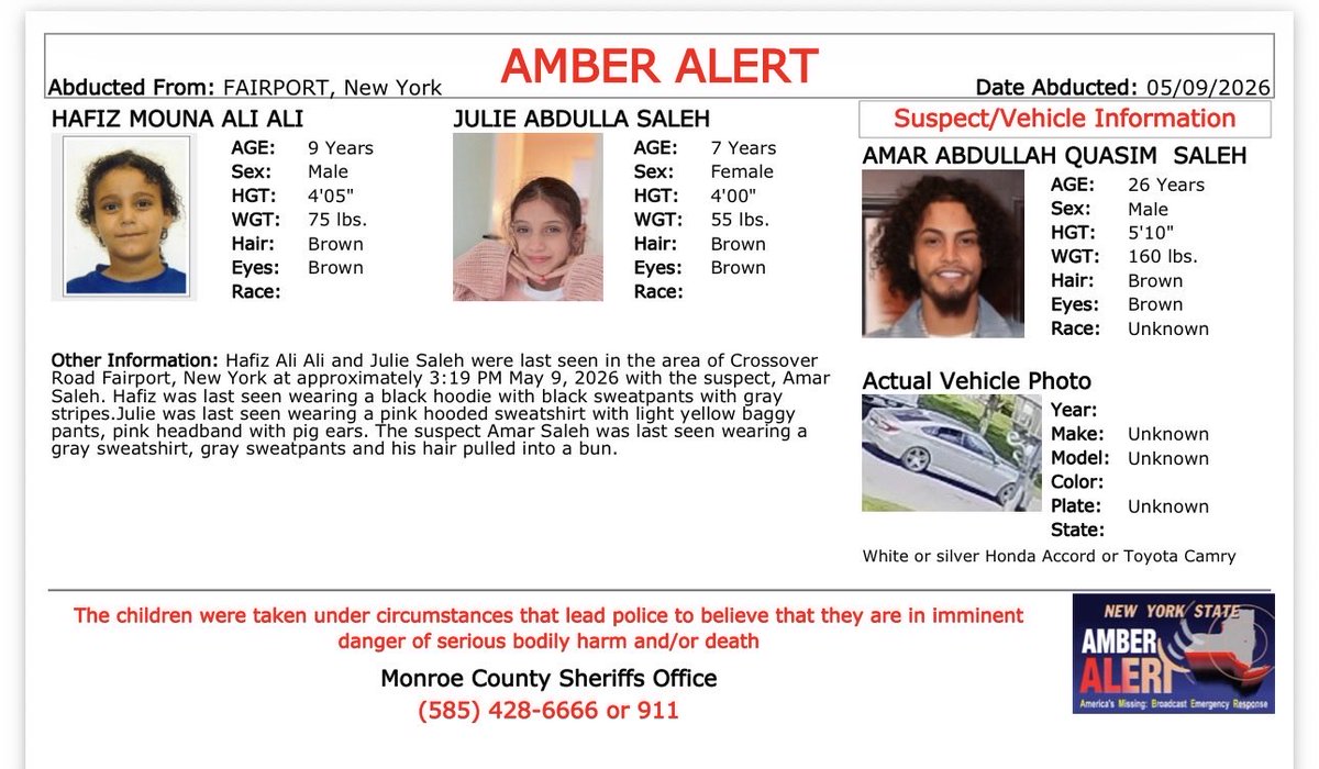 Brewhaaa's tweet photo. Amber alert - Monroe County https://t.co/hCKSy85xsT