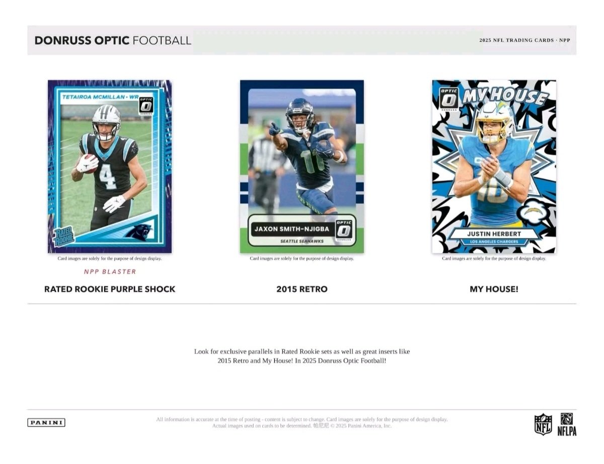 TresorSports's tweet photo. 2025 #Donruss #Optic #NFL #Football Mega #CaseBreaks

Come #Downtown Hunting With Us!

20 Mega Box Case!
•3 #RatedRookie Blue Hyper/Box
•#Autographs &amp; Huge Bounties!

#FootballCards #TeamBreaks #thehobby #SportsCards 

SAT/SUN - 12AM EST/9PM PST
#whatnot
https://t.co/cR0feFTMQc https://t.co/QD0DgOKk6K