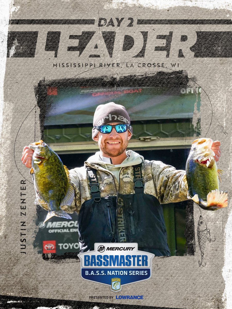 With a two-day total of 38 pounds, 9 ounces, Justin Zenter maintains the lead at the <a href="/MercuryMarine/">Mercury Marine</a> B.A.S.S. Nation at the Mississippi River presented by <a href="/LowranceFishing/">Lowrance Fishing</a>!