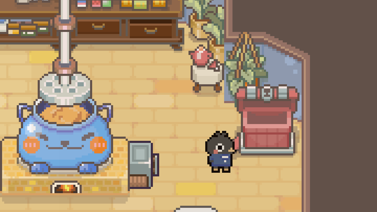 CallOfBoba's tweet photo. 🧺 New QoL Update!

After Chapter 1, unlock the R&amp;D Room Ingredient Chest: unlimited storage, Auto Sort, and recipe checks that read both backpack &amp; chest.

Plus: fishing rhythm timing delay fixes! 🎣✨

#indiegames #callofboba #pixelart https://t.co/q7KasR0Puq