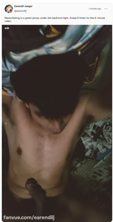 EarendilJ's tweet photo. Chudai. New video up on Fanvue. Masturbating in dim bedroom light, in a green jersey, which I playfully undress. Links in bio.  #nsfw #altermanilaph https://t.co/X6qVsxBPkM