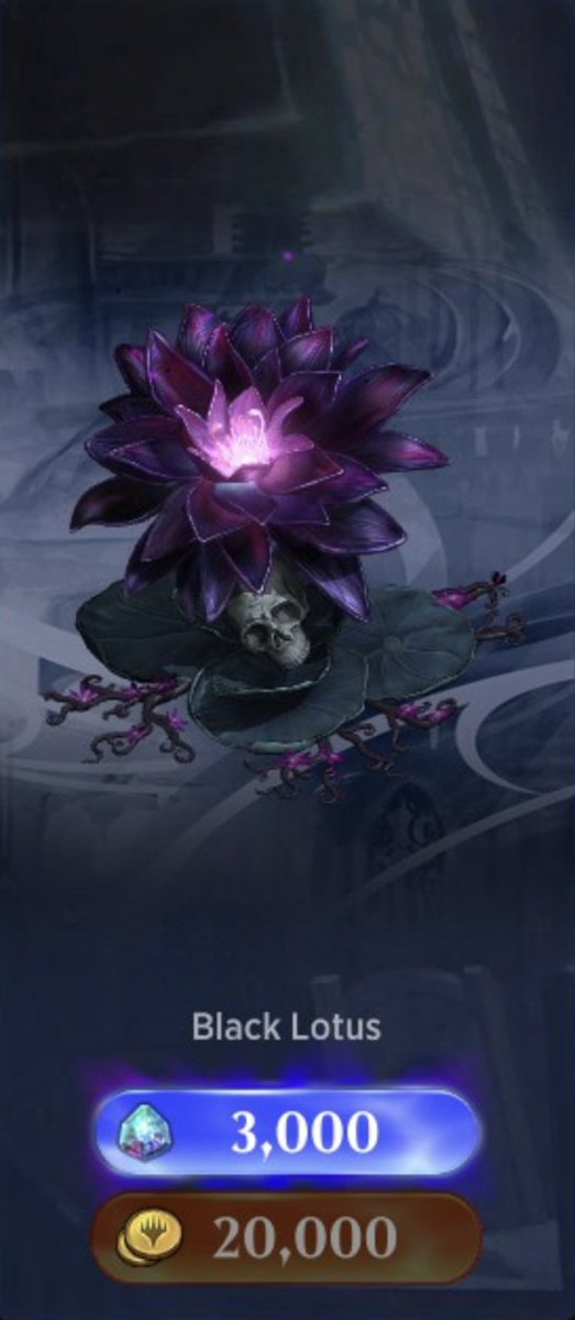 travispatton's tweet photo. @MTG_Arena Can we please get the Black Lotus pet back in the store or the bundle with the card back? I believe its been 5 or 6 years at this point. Love to give you my gems for it!!! https://t.co/jfzKjQhkAF