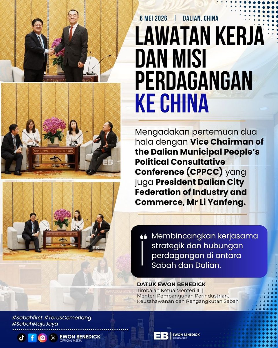 Ewon_Media's tweet photo. Lawatan kerja dan misi perdagangan ke China - 6 Mei 2026 https://t.co/qtWbgPR2pI