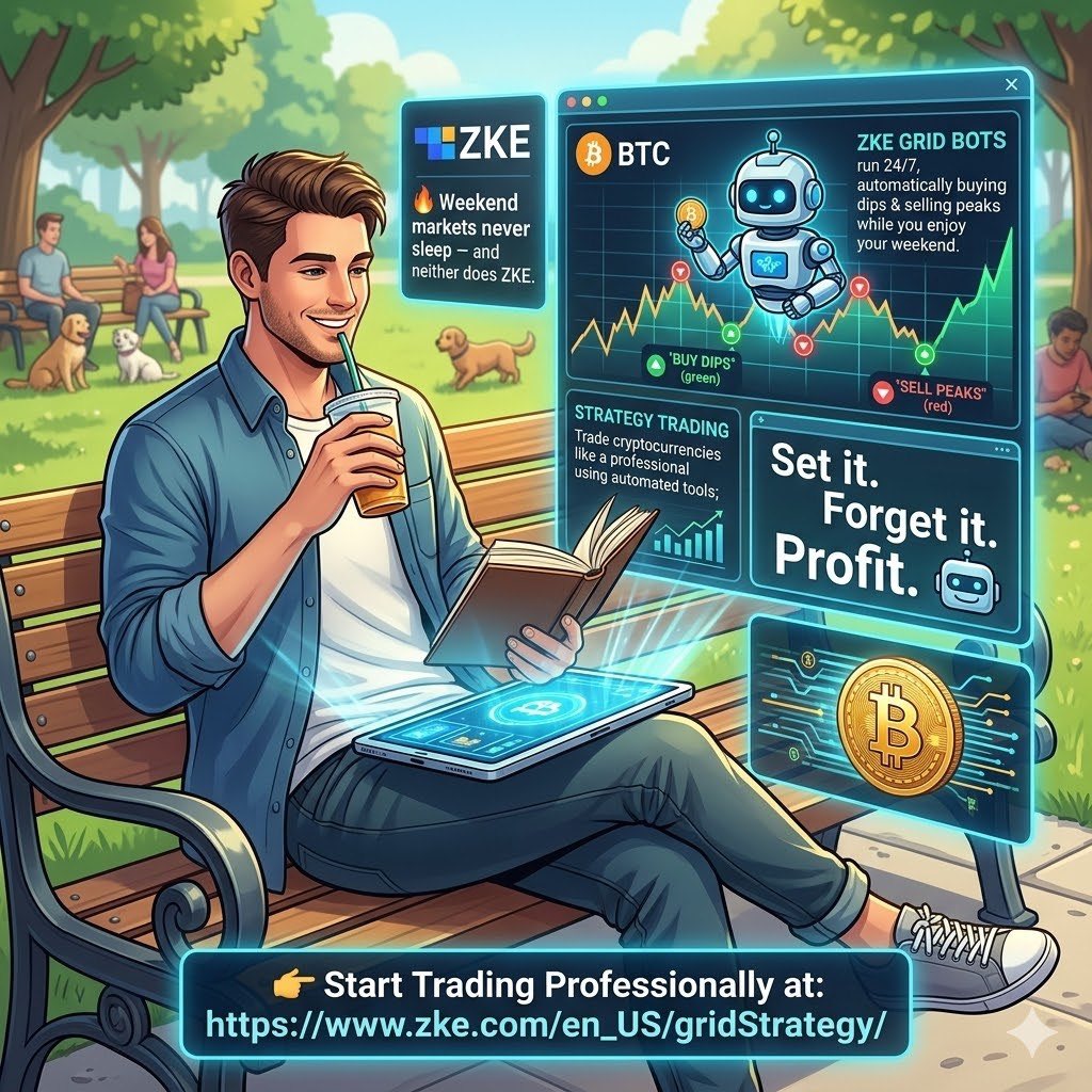 zke_com's tweet photo. 🔥 Weekend markets never sleep — and neither does ZKE.
#BTC is moving. ZKE Grid Bots run 24/7, automatically buying dips & selling peaks while you enjoy your weekend.
Set it. Forget it. Profit. 🤖
👉 https://t.co/zY0VvWOeFS
#BTC #Bitcoin #GridTrading #GridBots #ZKE #CoinMarketCap #CMC #Automation #TradingBots #CryptoTrading #BTCPrice #BTCUSD #Crypto2026 #May2026 #PassiveIncome #CryptoStrategy #WeekendTrading #Reward #CryptoWeekend #HODL