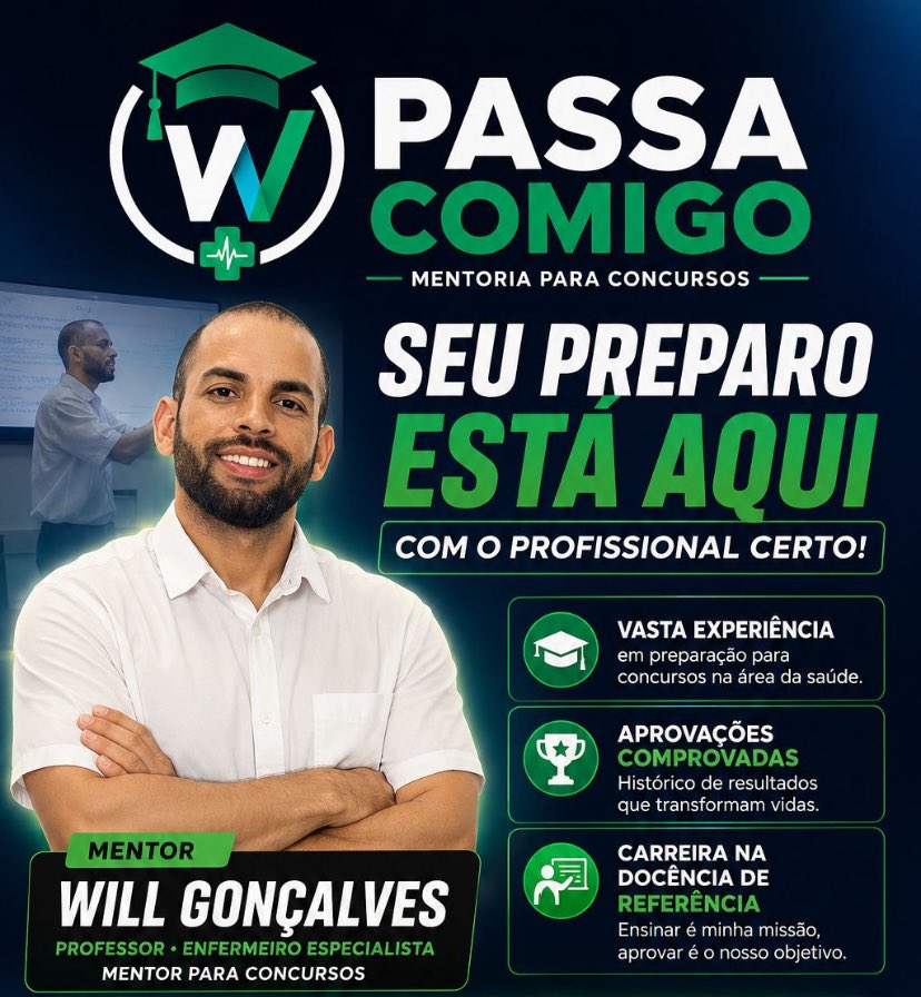 Will_gonOficial's tweet photo. A mentoria do Professor e Enfermeiro
Especialista Will Gonçalves nasce com um propósito claro: tornar a preparação para concursos acessível, estratégica e de qualidade. Mais do que ensinar, é sobre dar oportunidade real a quem deseja vencer. @passacomigo.aprova https://t.co/so8GdIju0p