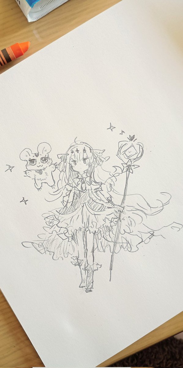 プリキ◯アを描いてと言われたのでまったくなんにも見ないで描いたうろ覚えプリキュ◯ような何か。