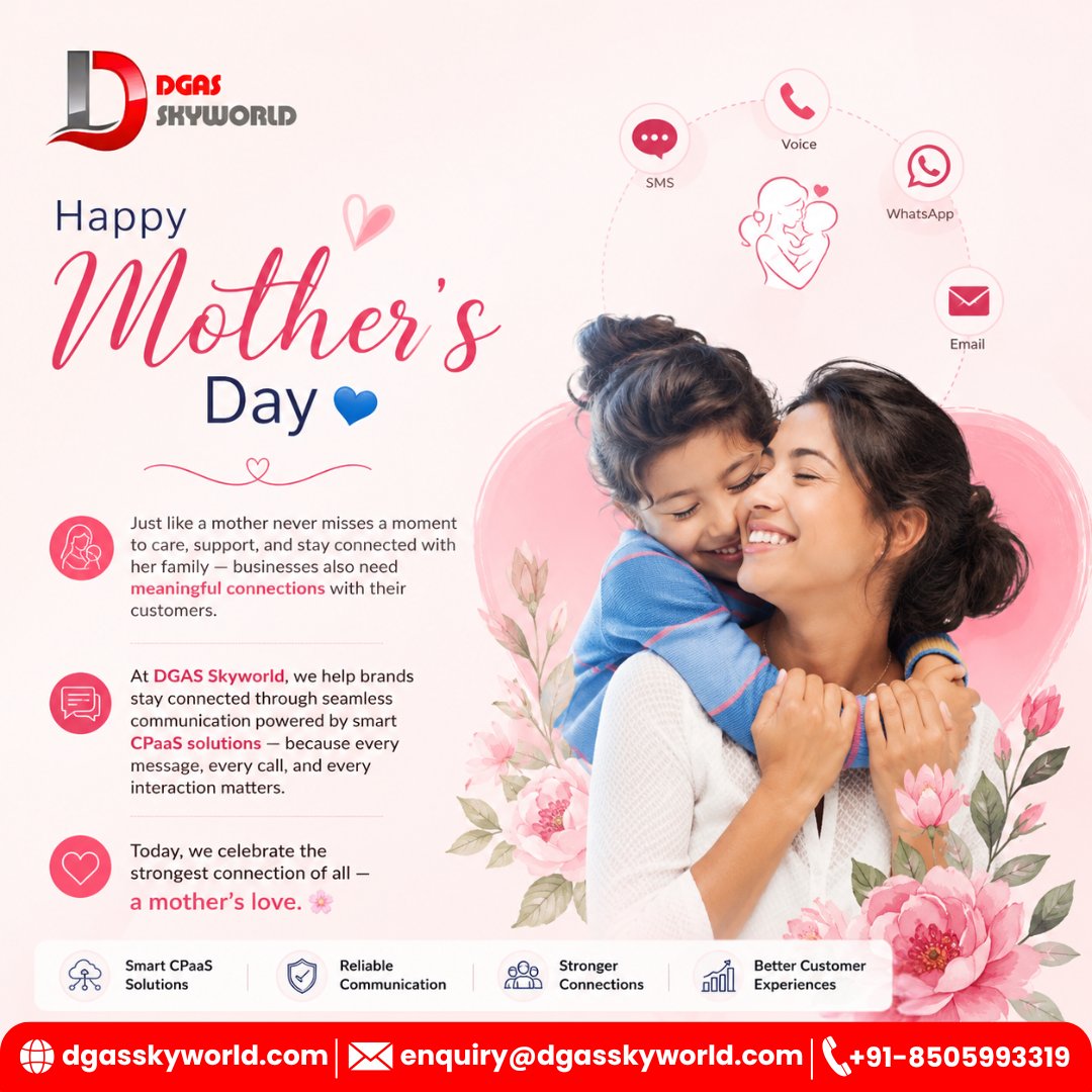 DgasLtd's tweet photo. A mother’s love is the world’s strongest connection. At #𝐃𝐆𝐀𝐒𝐒𝐤𝐲𝐰𝐨𝐫𝐥𝐝, we empower brands with 𝐬𝐞𝐚𝐦𝐥𝐞𝐬𝐬 #𝐂𝐏𝐚𝐚𝐒𝐬𝐨𝐥𝐮𝐭𝐢𝐨𝐧𝐬 that make every call, message, and interaction count.

This #MothersDay, we celebrate the bond that inspires every connection. https://t.co/Uve9rHHBFq