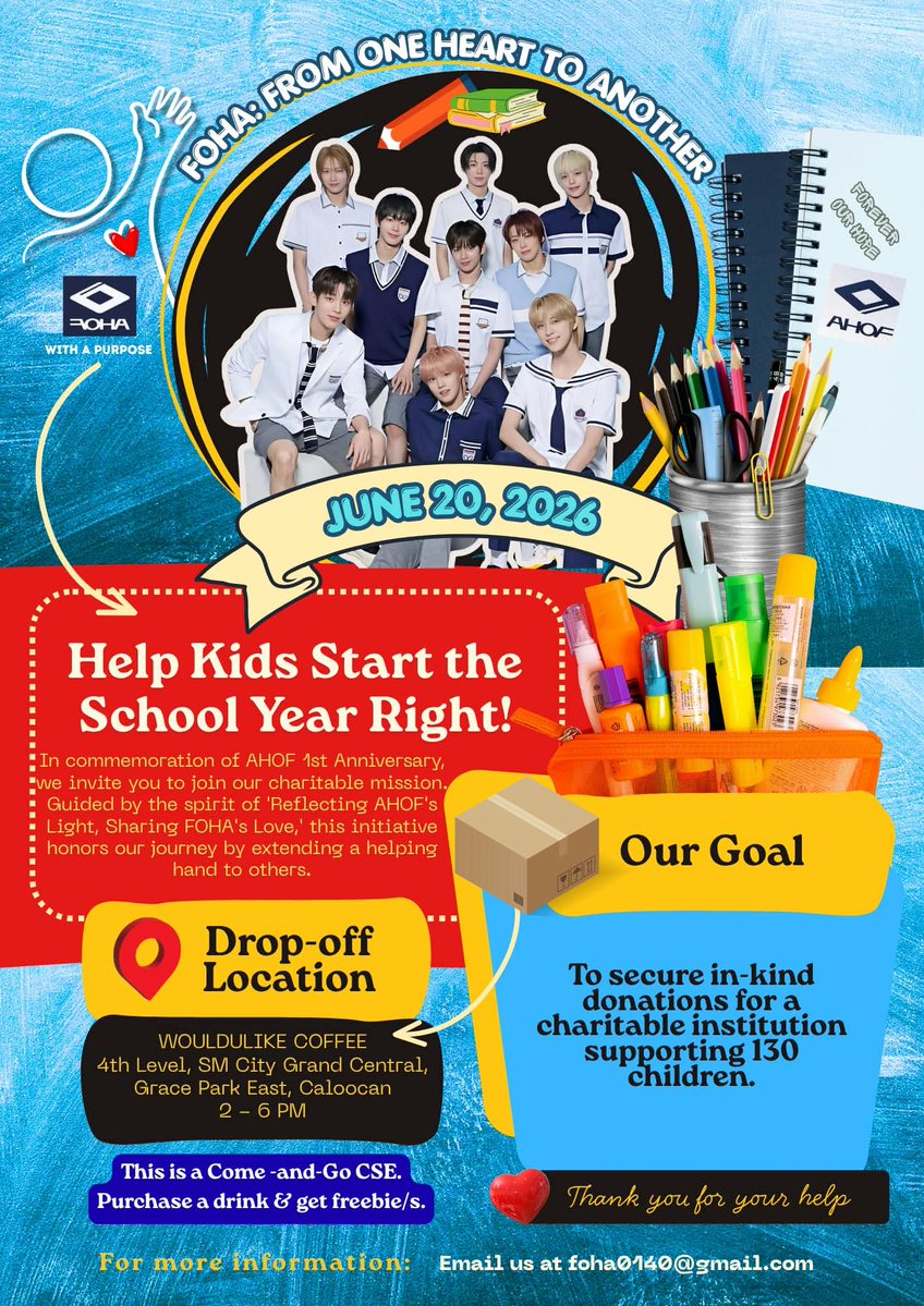 MonisRoyce97753's tweet photo. To honor AHOF’s 1st anniversary, we’re turning our gratitude into action. Join our charity drive as we reflect their light and share our love with less fortunate children. Let’s show the world what it means to be FOHA!

#ahof https://t.co/hYYecUuy87