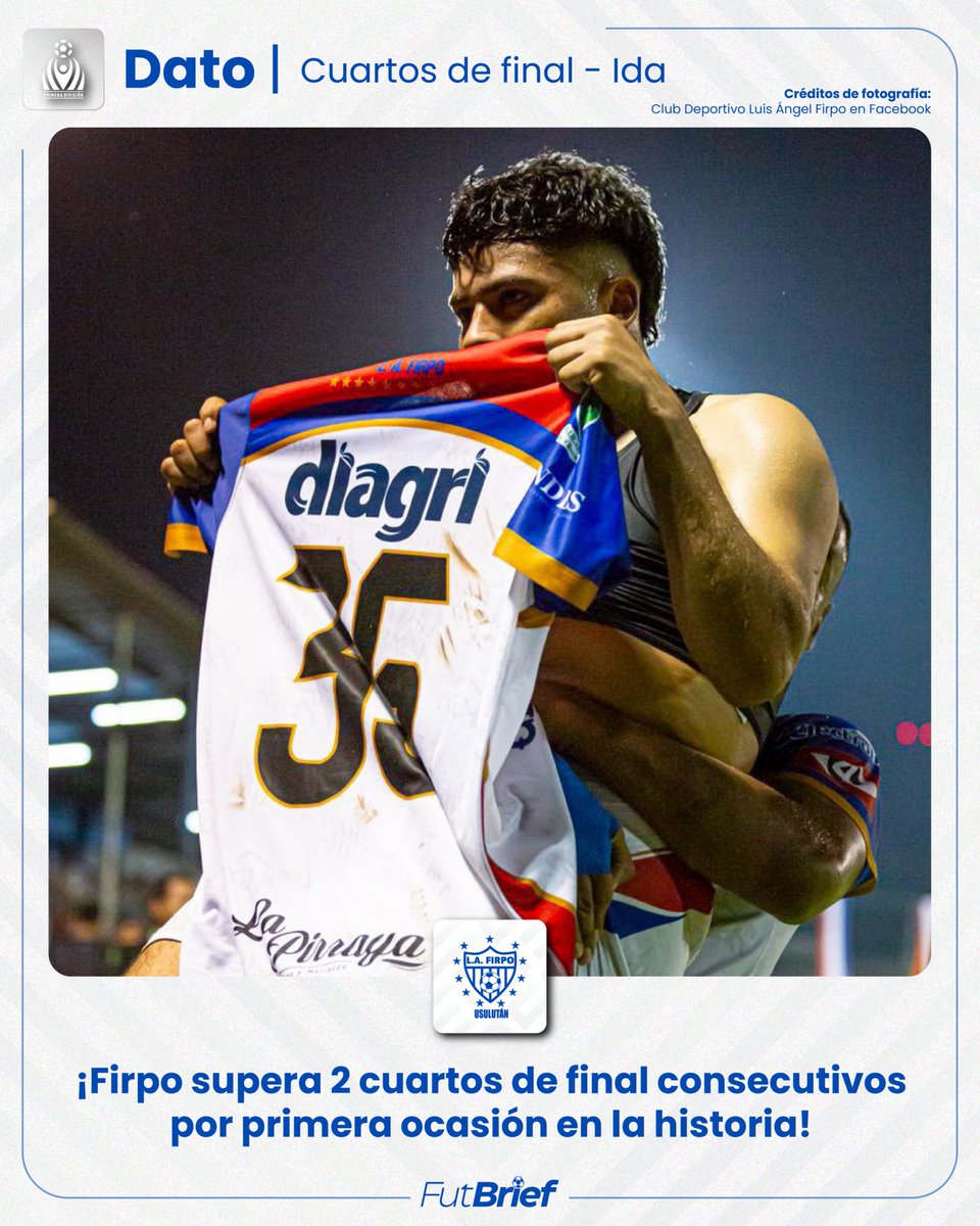 FutBriefSV's tweet photo. 🐂 | ¡Firpo confirma que ya no tiene fantasmas! Por primera vez en la historia el cuadro ‘Pampero’ ha superado DOS cuartos de final de forma consecutiva. 

Además, es la segunda ocasión en la que elimina a Isidro Metapán en esta fase en @primerafutboles.

#FutBriefSV #Dato #CuartosDeFinal #Vuelta #Clausura2026