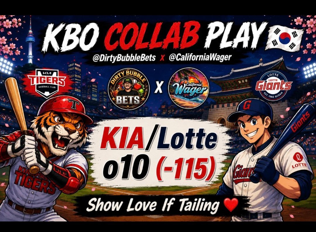 CaliforniaWager's tweet photo. ⭐🇰🇷KBO COLLAB SATURDAY🇰🇷⭐

TWO OF THE BEST IN KBO🚨🚨🚨

Hosted with @DirtyBubbleBets 

Like❤️+RT♻️+Comment📪

LET'S WAKE &amp; CASH AGAIN💰☕🎉 https://t.co/AXfpadLgge