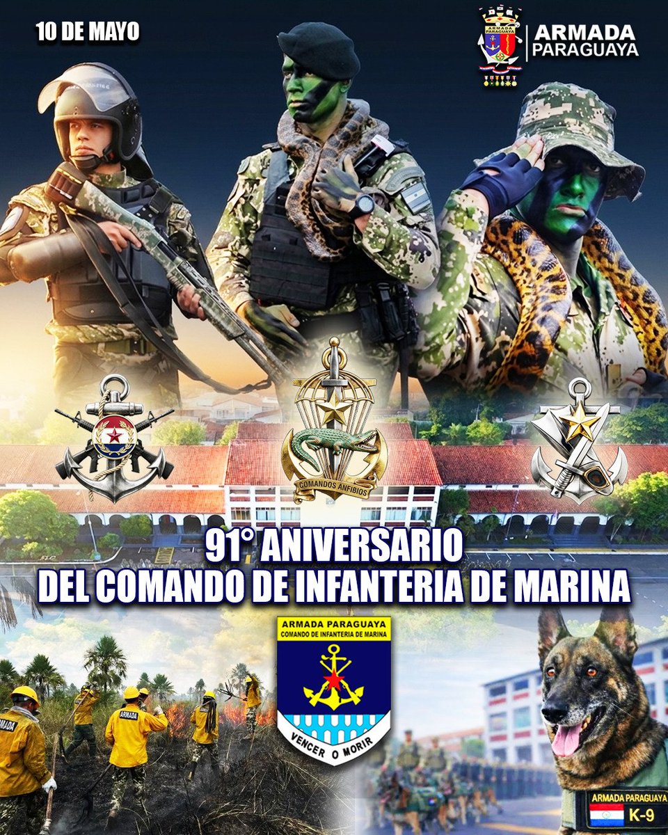 armada_py's tweet photo. 91° ANIVERSARIO DEL COMANDO DE INFANTERÍA DE MARINA

Forjados en la disciplina, el valor y el patriotismo 🇵🇾⚓ https://t.co/imDWfe4HXq