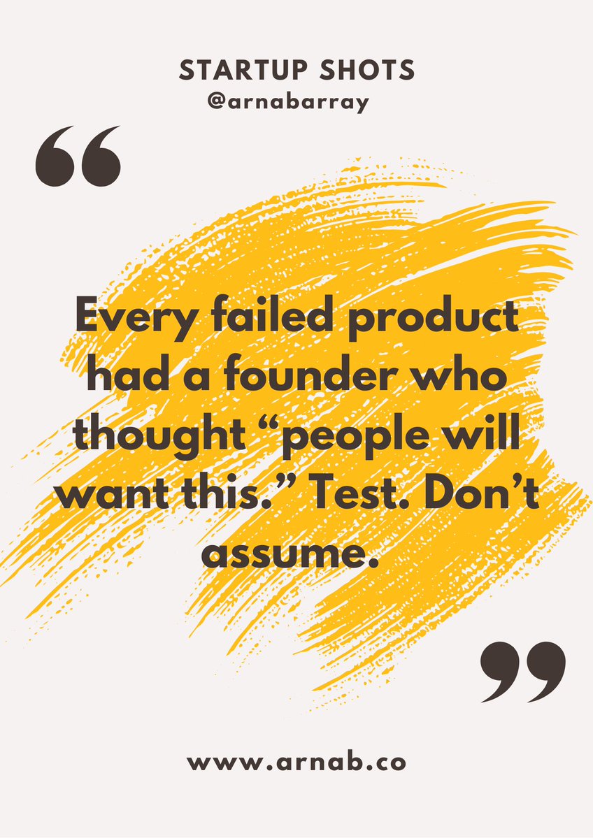 Every failed product had a founder who thought “people will want this.” Test. Don’t assume. #MVP #Entrepreneurship #Startups
