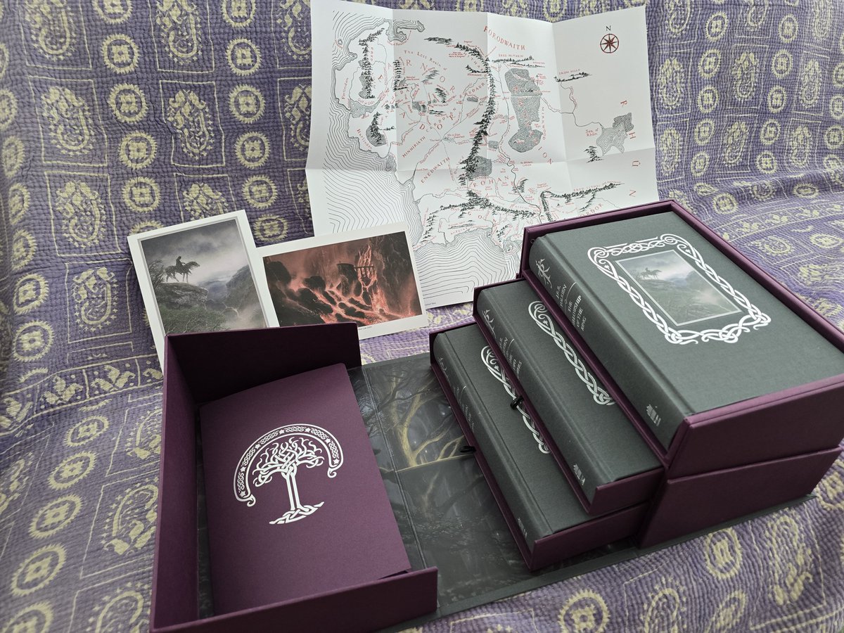 octralex's tweet photo. Wife heard Palantir, Anduril and Erebor are a thing now, and got me a boxed LOTR collector set for birthday (I've never read it). https://t.co/pxPkmuXAGR
