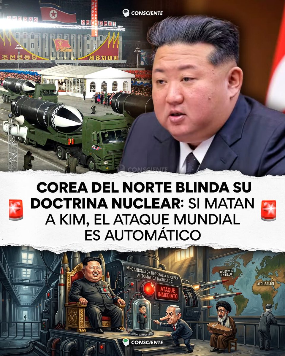 🇰🇵☢️ COREA DEL NORTE BLINDA SU DOCTRINA NUCLEAR: SI MATAN A KIM, EL ATAQUE MUNDIAL ES AUTOMÁTICO Pyongyang reformó su Constitución para obligar al ejército a lanzar una represalia nuclear inmediata si su líder Kim Jong Un es asesinado o queda incapacitado por un ataque