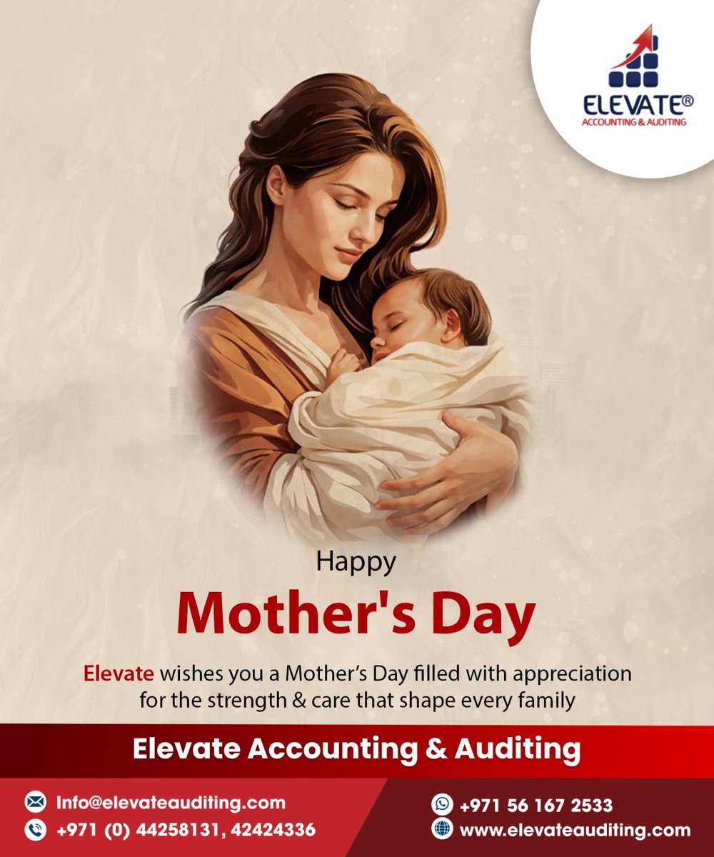 elevatebs's tweet photo. The 𝘀𝘁𝗿𝗲𝗻𝗴𝘁𝗵, 𝗰𝗮𝗿𝗲, and  𝗴𝘂𝗶𝗱𝗮𝗻𝗰𝗲 of mothers shape every generation in ways that last a long time.

A warm 𝗠𝗼𝘁𝗵𝗲𝗿’𝘀 𝗗𝗮𝘆 from  𝗘𝗹𝗲𝘃𝗮𝘁𝗲 𝗔𝗰𝗰𝗼𝘂𝗻𝘁𝗶𝗻𝗴 &amp; 𝗔𝘂𝗱𝗶𝘁𝗶𝗻𝗴

#HappyMothersDay #ElevateAccounting #ElevateAuditing #Dubai #uae https://t.co/I7jqoJrghi