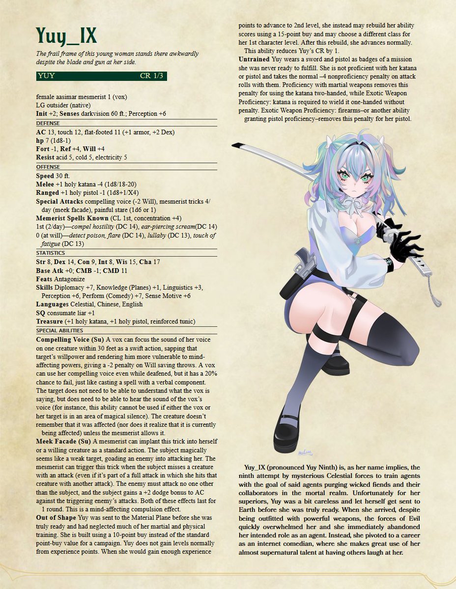 DrumerThead's tweet photo. It's been a while since I've felt the warm glow of a holy weapon near me, but even so I recognized it immediately as I passed a girl that seemed far too fragile to wield one properly.
I confirmed her story then left her to her grass allergies... Poor girl.
#YUYILLXST #vtubefinder https://t.co/wpIaurNaiN