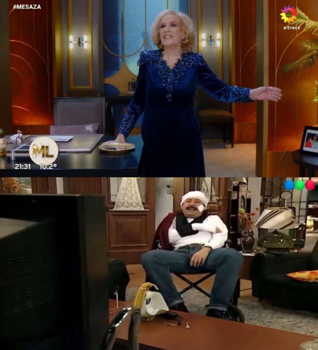 Mirtha Legrand con 99 años después de una bronquitis haciendo su programa / yo con 70 años menos mirando su programa