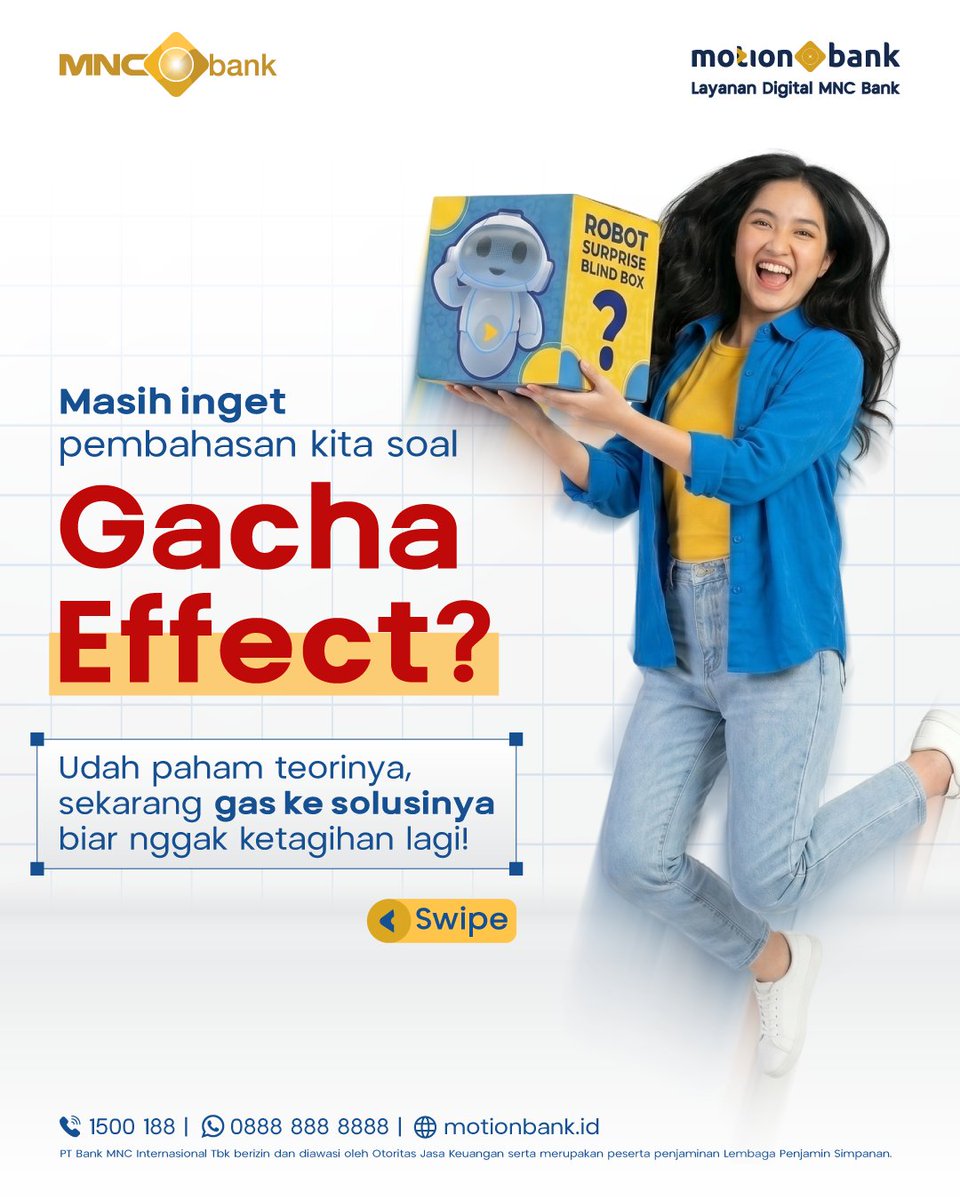 MotionBankID's tweet photo. Kita udah bahas teori soal kenapa Blind Box itu bikin penasaran banget. Sekarang waktunya action! Gak mau kan dompet boncos gara-gara ketagihan?

👉 Swipe ke kiri buat tau tips nya dan save post ini biar nggak khilaf pas mampir ke toko Blind Box! 📌

⬇️ https://t.co/5giIzHRCLM

☎️1500188 | https://t.co/Ldo0WdsAFd | https://t.co/xDI2ctfF7m

#MNCBank #MotionBank