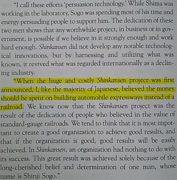 x.com/Rjrasva/status…
Many in Japanese public opposed Shinkansen, waste of money they said in this this age of car &amp; jet travel, after all "advanced" USA wasn't investing in passenger rail

Built due to Shinji Sogo

Attached is from speech in 1970 by Sony cofounder Masaru Ibuka