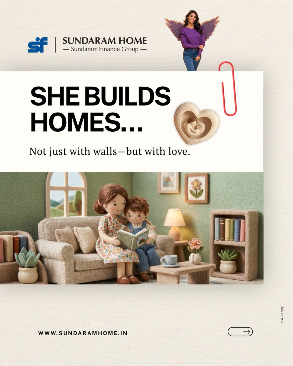 SundaramHome's tweet photo. She doesn’t just build a house — she fills it with love, warmth, and memories that last forever. 💛🏡
This Mother’s Day, celebrating the women who turn every space into a home.

#HappyMothersDay #SundaramHome #BuiltWithLove #HomeStartsWithHer #MothersLove #DreamHome #FamilyMoments #HomeAndHeart #MothersDay2026 #SundaramHomeFinance