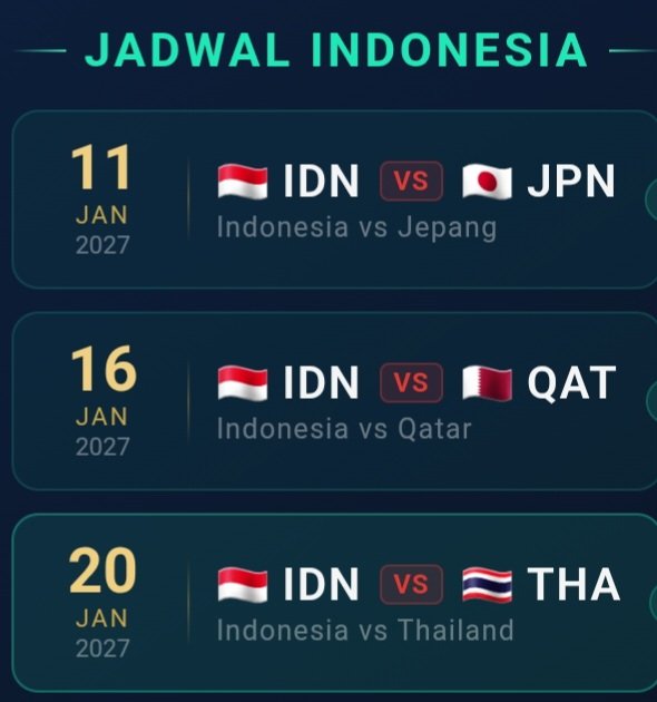 firal70's tweet photo. #timnas
#AfcCup2027
Indonesia berada di grup neraka bersama Jepang, Qatar dan Thailand pada piala Asia 2027 Arab Saudi https://t.co/td9AzlUhIh