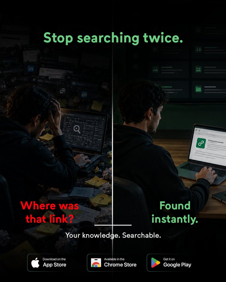 LinkMarkApp's tweet photo. Same person.
Different system. 👀
One says:
“Where was that link?” 😵‍💫

The other finds it instantly. ⚡
https://t.co/1YBFneu2Ib

#LinkMark #FindFast #SystemsThinking #Productivity https://t.co/XCCJE9cJCB