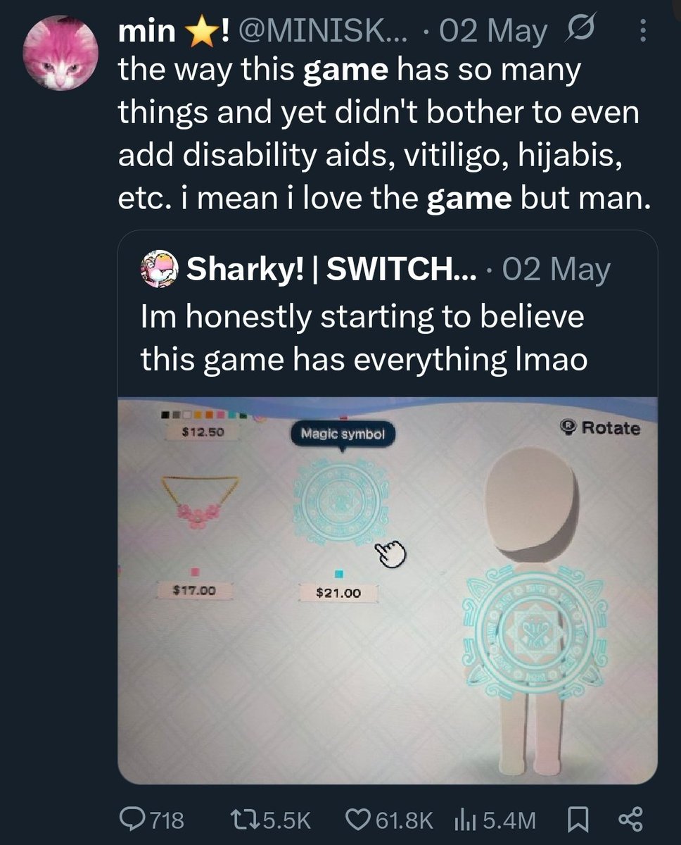 MINISKRAMBOL's tweet photo. wanting more representation in a simulation game was apparently controversial https://t.co/sYmdTW8ngV