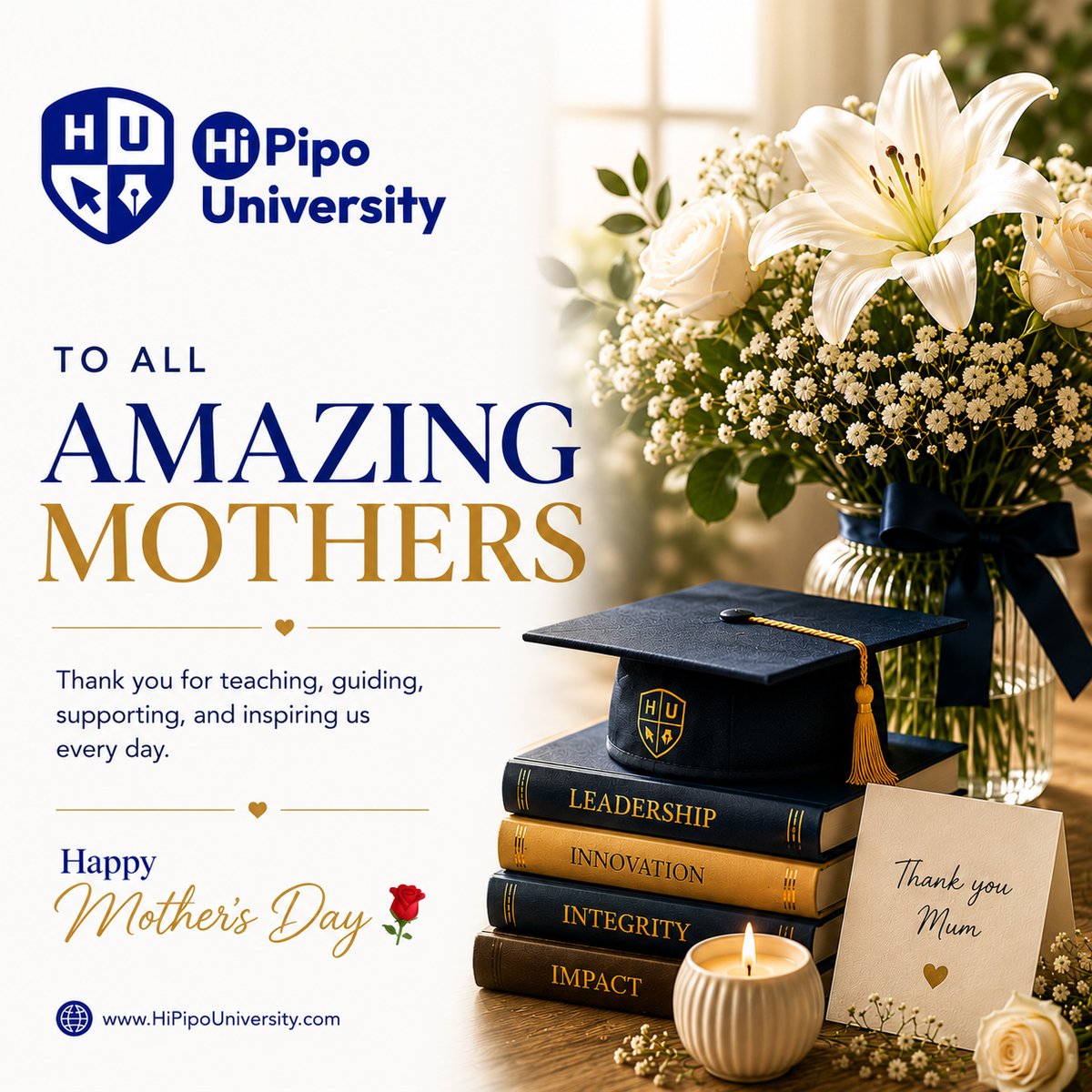 HiPipoUniv's tweet photo. TO ALL AMAZING MOTHERS

Thank you for teaching, guiding, supporting, and inspiring us every day.

Your love continues to shape lives, dreams, and generations.

Happy Mother’s Day from HiPipo University.

🌐 https://t.co/ozymgJcqKY https://t.co/095zUzaJHX