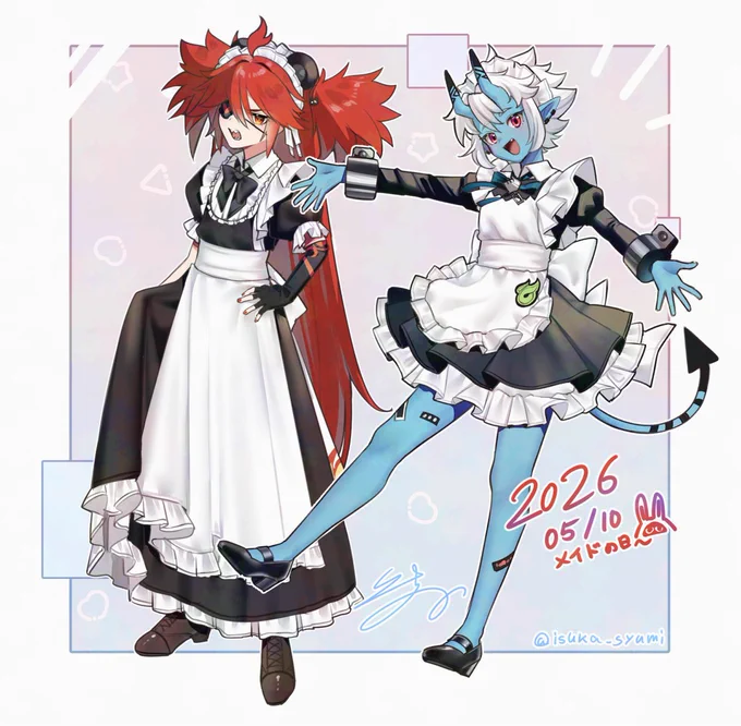 メイドの日で蒼角とクレタ みなさんはどちらのメイドさんがいいですか?