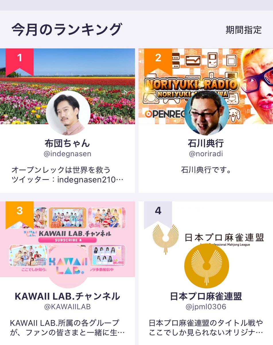ksfuton's tweet photo. 半年振りの配信で1位に返り咲くプンレクの王。布団ちゃん https://t.co/LQfOAYZPNW