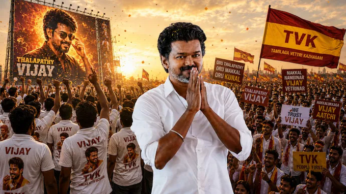 IndiaToday's tweet photo. Being #Thalapathy fan: Real stories of those who turned #Vijay into Tamil Nadu CM | ✍️@vineetakumar_  

Read More: https://t.co/nnujeIEGs8 #Vijay #TVK #TVKVijay #TamilNadu #TamilNaduPolitics https://t.co/DxOxhf0KCF