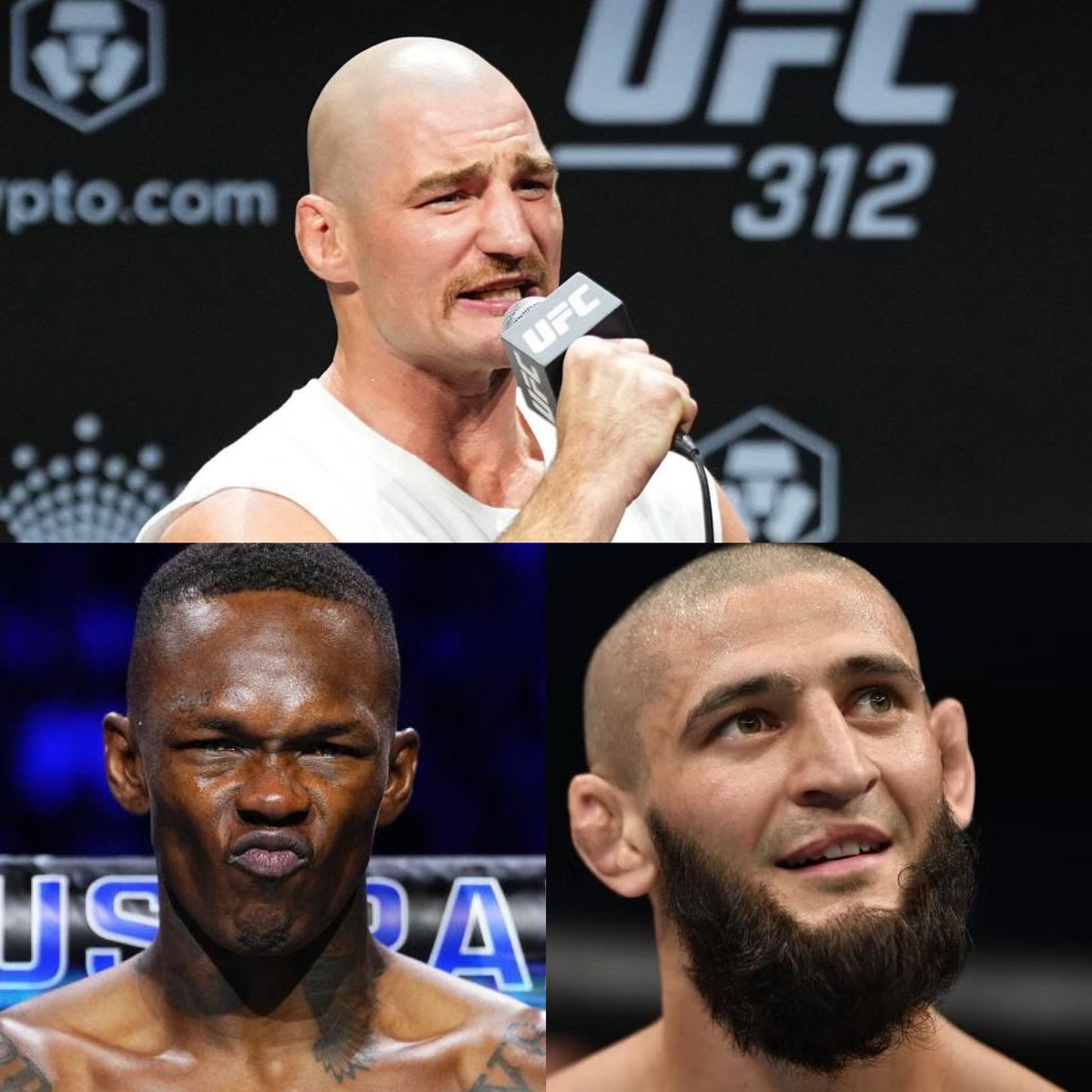 MMAHistoryToday's tweet photo. Sean Strickland defeated Israel Adesanya to win his first title and Khamzat Chimaev to win his second. 

One of the greatest strikers of all time and one of the greatest grapplers of all time. https://t.co/46bp1klT0n