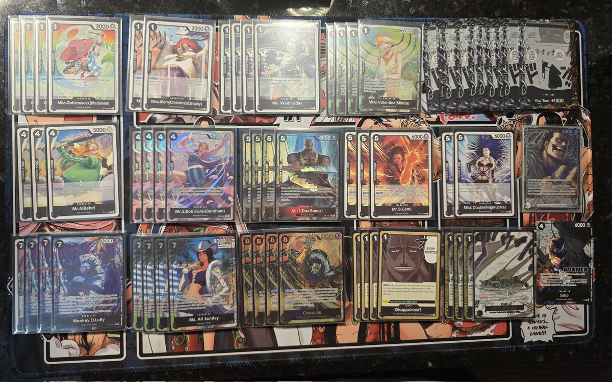 Crocodile Win  G Mihawk 1st  G Zoro 1st  P Doflamingo 1st  Deck  felt insane I'm ready for the live action binder cards to come out. # ONEPIECE #ONEPIECETCG #tcg