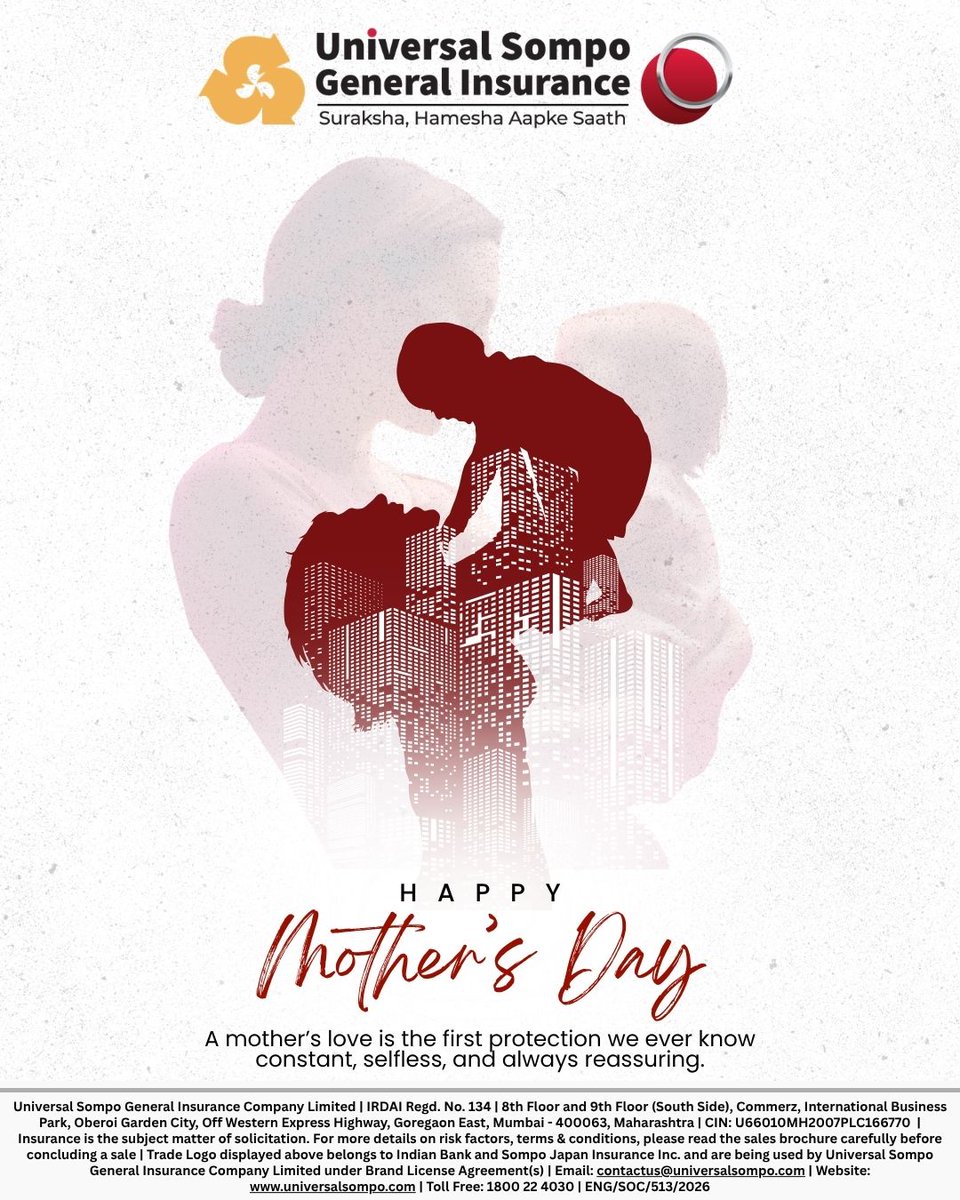 Universal_Sompo's tweet photo. To the women who protect us, guide us, and care for us—Happy Mother’s Day to our first and most dependable lifelong support!

 #MothersDay2026 #UltimateProtection #UniversalSompo #SafetyFirst #MomsLove https://t.co/wzGexBVb05