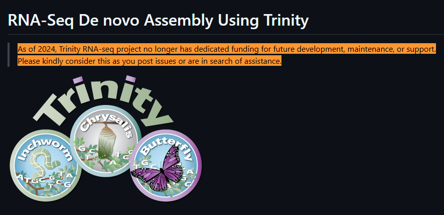 search4latest's tweet photo. @yuki4bioinfo Trinity is cited 19, 000 times meaning it is widely used in scientific community.  
Trinity shows even de facto standard tools are at the risk of abandoned.

We need to let the world know how fragile science is but it has HUGE impact for future.
-Not just hyping up AI for Biology https://t.co/NM2OBwGdvk